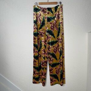 Scotch & Soda Maison Scotch Aloha Hula Velour Wide Leg Pants Sz M Multicolor